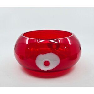 La Murrina Polifemo Murano Red Handblown Art Glass Bowl w/ Decorative Eye Design